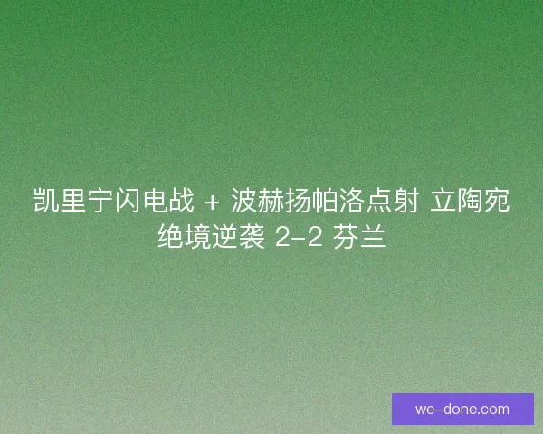 凯里宁闪电战 + 波赫扬帕洛点射 立陶宛绝境逆袭 2-2 芬兰
